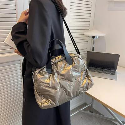 Women's Winter Shoulder Bags Spacious Cotton Padded Puffer Large Fashion Crossbodybag Feminine Inflated Clutch Bag