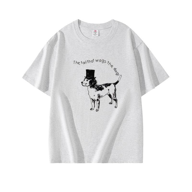 Crew neck cotton short-sleeved T-shirt women s summer new American cartoon puppy print casual loose short-sleeved top S