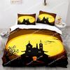 Conjunto de cama de Halloween, capa de edredom de abóbora, poliéster, desenho animado, festival de terror, morcego, edredom, capa, king size, para meninos, decoração para adultos