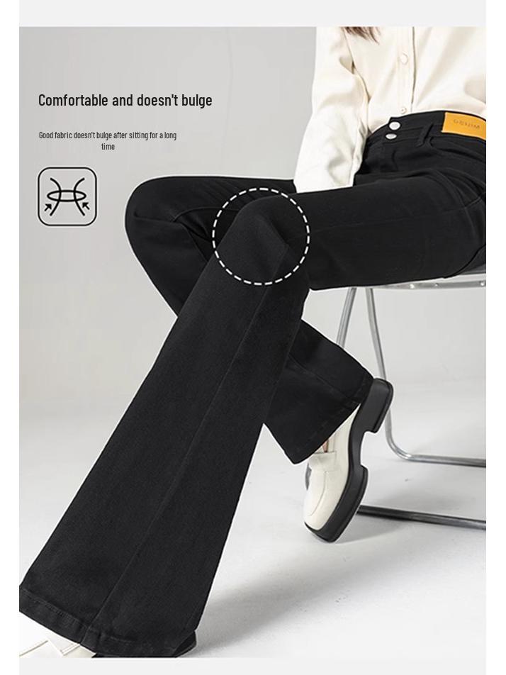 Women's High Waist Black Micro Flare Jeans - 2025 Spring/Autumn Collection