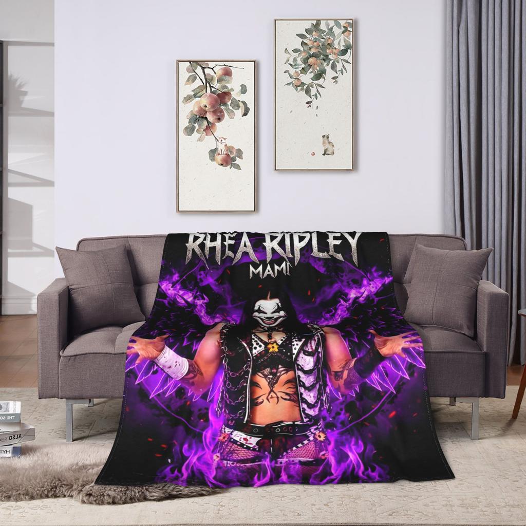 Rhea Ripley with Terrifier Art Blanket Warm Soft Pattern Plush Throw Blanket For Child Couch Chair Flannel Bedspread Bed Cover