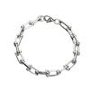Men Bracelet Thick Hollow Chain with Lobster Clip Solid Color Polished Stainless