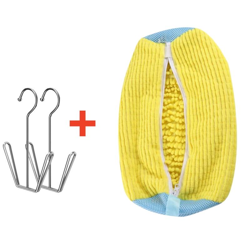 Shoe Washing Machine Bag With Shoes Drying Rack Set Durable Laundry Shoe Bag For Washer & Dryer Fluffy Fibers Washing Shoes Bag