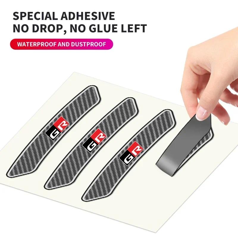 4PCS Car Wheel Hub Rim Sticker Carbon Fiber Decal for Toyota GR GAZOO RACING Badge Emblem Auto Interior Decoration Sticker