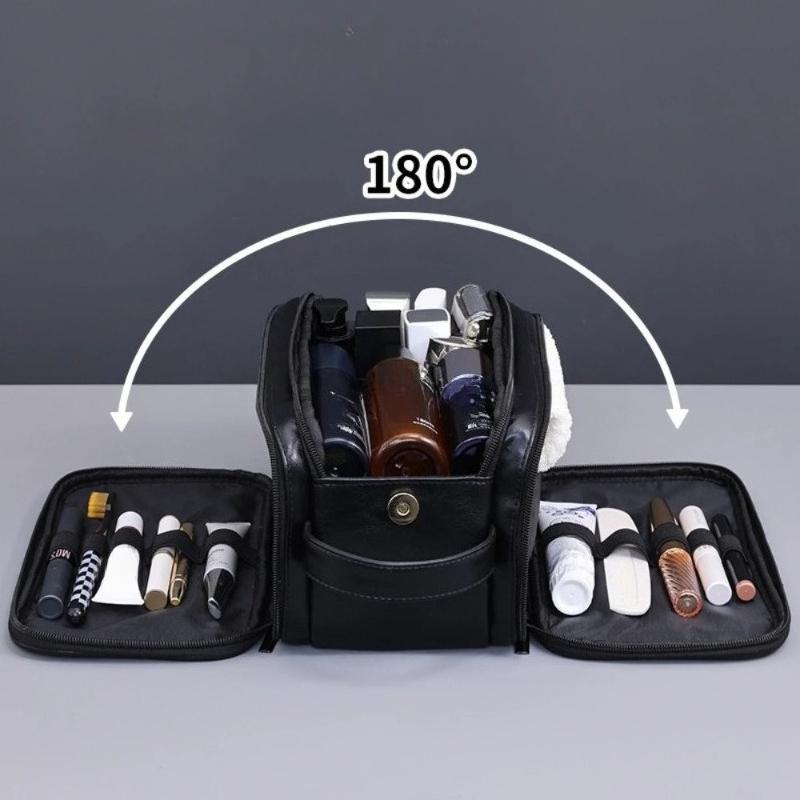 Neceser de PU para Mujer Hombre Portátil Esenciales de Viaje Bolsas de Maquillaje Impermeable Bolsa Colgante Organizador de Lavado Cosmético Bolsa con Particiones Bolsa para Cuidado de la Piel