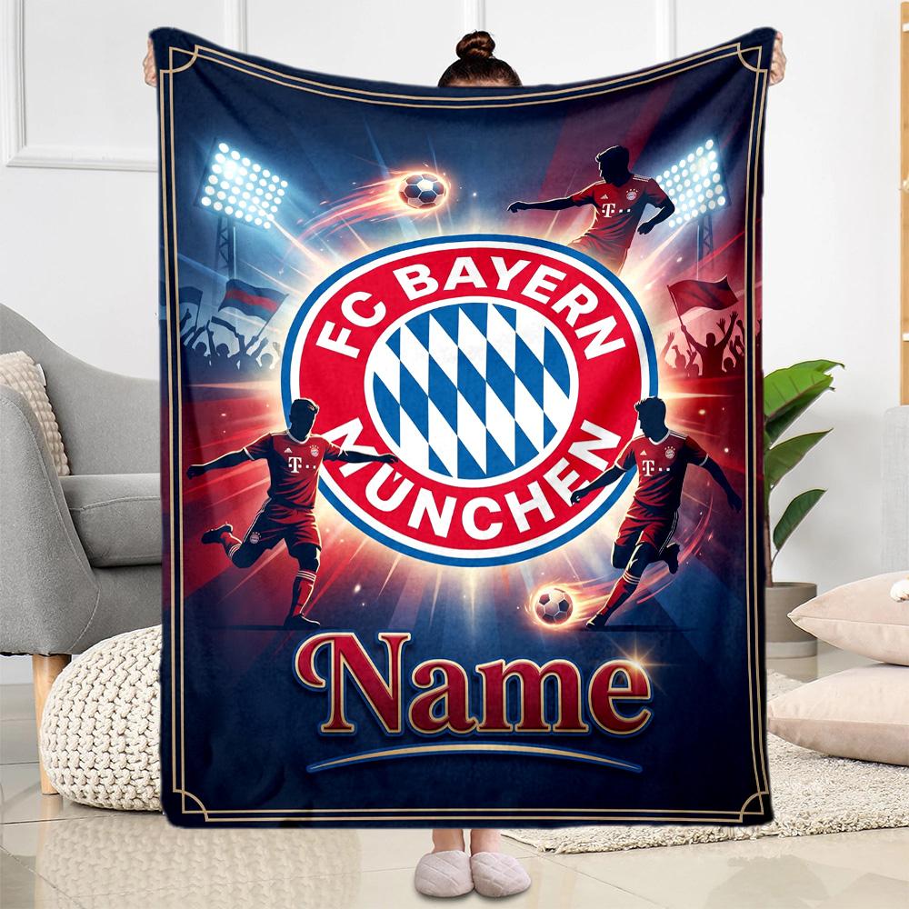 Bayern Munich Celebration Personalized Text Blanket Gift Customizable Blanket Warmthful Decor for Home Decor Office Nap Bedding for All Occasions