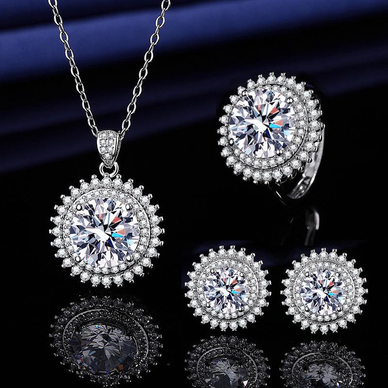 Multicolor Gemstone Queen Crown Necklace, Ring, Earrings & Pendant Set for Women