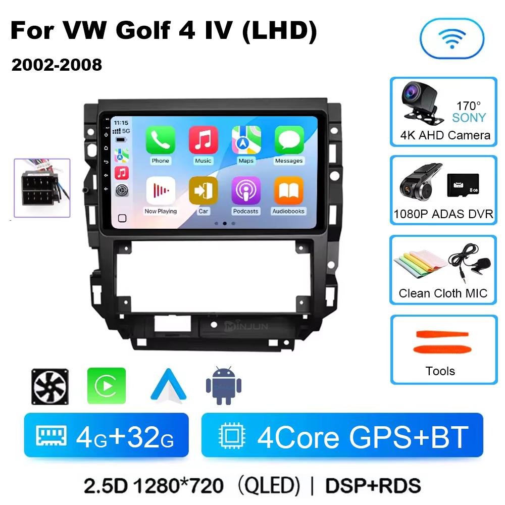Car Radio Android 14 For Volkswagen VW Golf 4 IV LHD 2002-2008 Jetta MK4 Classics Qualcomm Multimedia Player Carplay GPS Auto