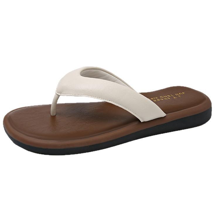 Retro beach flip-flops women's 2025 summer new outer sandals high-end flat casual sandals