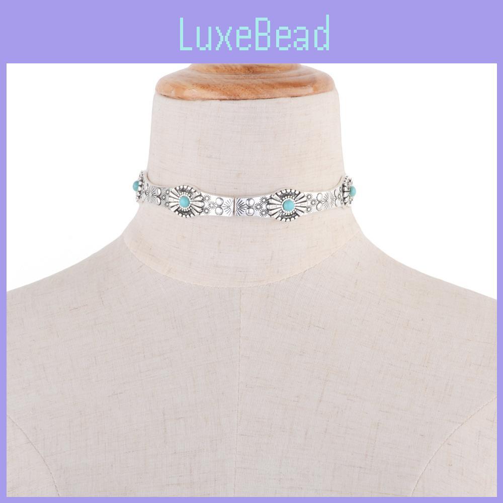 Artistic Gypsy Alloy Necklace With Gemstone Inlay For Vintage Inspired Outfits