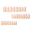 24 Uñas Artísticas Simples Moda Clásica Rosa Blanco Francés Rectángulo Mediano Uñas Postizas