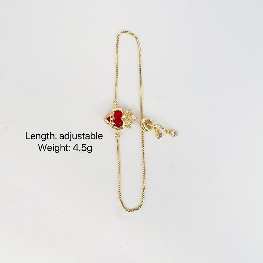 Micro-Inlaid Zircon Red Love Bracelet Women'S Niche Design Sense Adjustable Temperament Light Luxury Bracelet