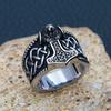 Nordic Stainless Steel Thor Hammer Ring Men Vintage Viking Bear Head Celtics Knot Ring Biker Amulet Viking Jewelry Gift