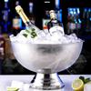 Large Ice Bucket 13L Stainless Steel Champagne Bowl Ice Bucket with Ice Scoop Semicircle Drink Tub with Integrated Base Silver Beverage Tub