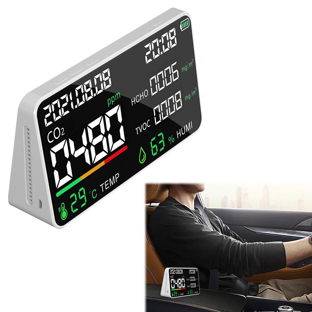 Air Quality Monitor Room Temperature Humidity Meter USB Rechargeable Formaldehyde Tester CO2 Detector for Home Office