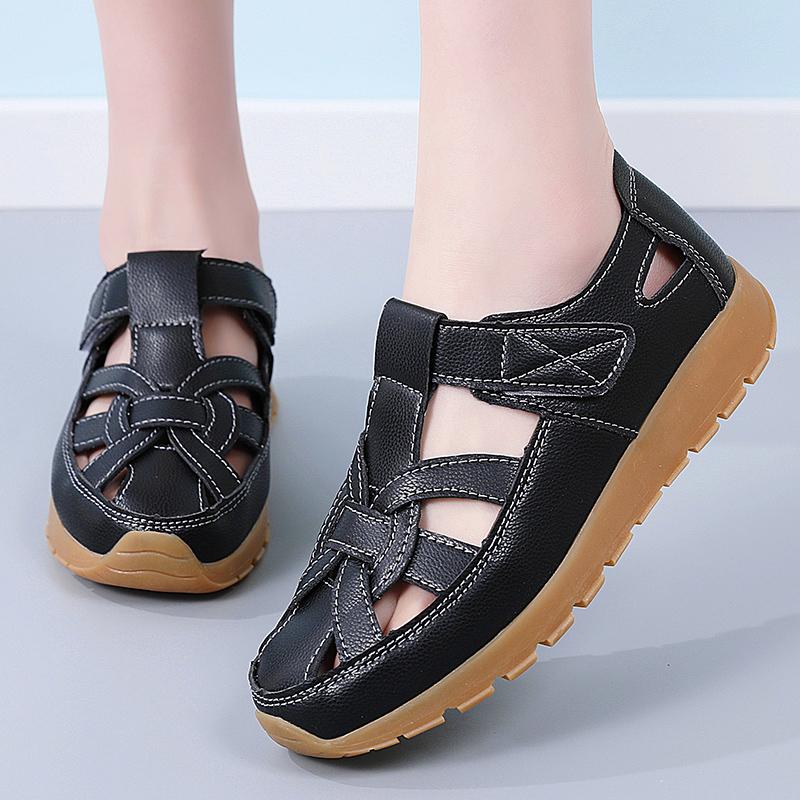 Women's Sandals Summer Essentials Mary Jane Black Beach Flat Shoes Casual Soft Roman Sandals for Girl Plus Size