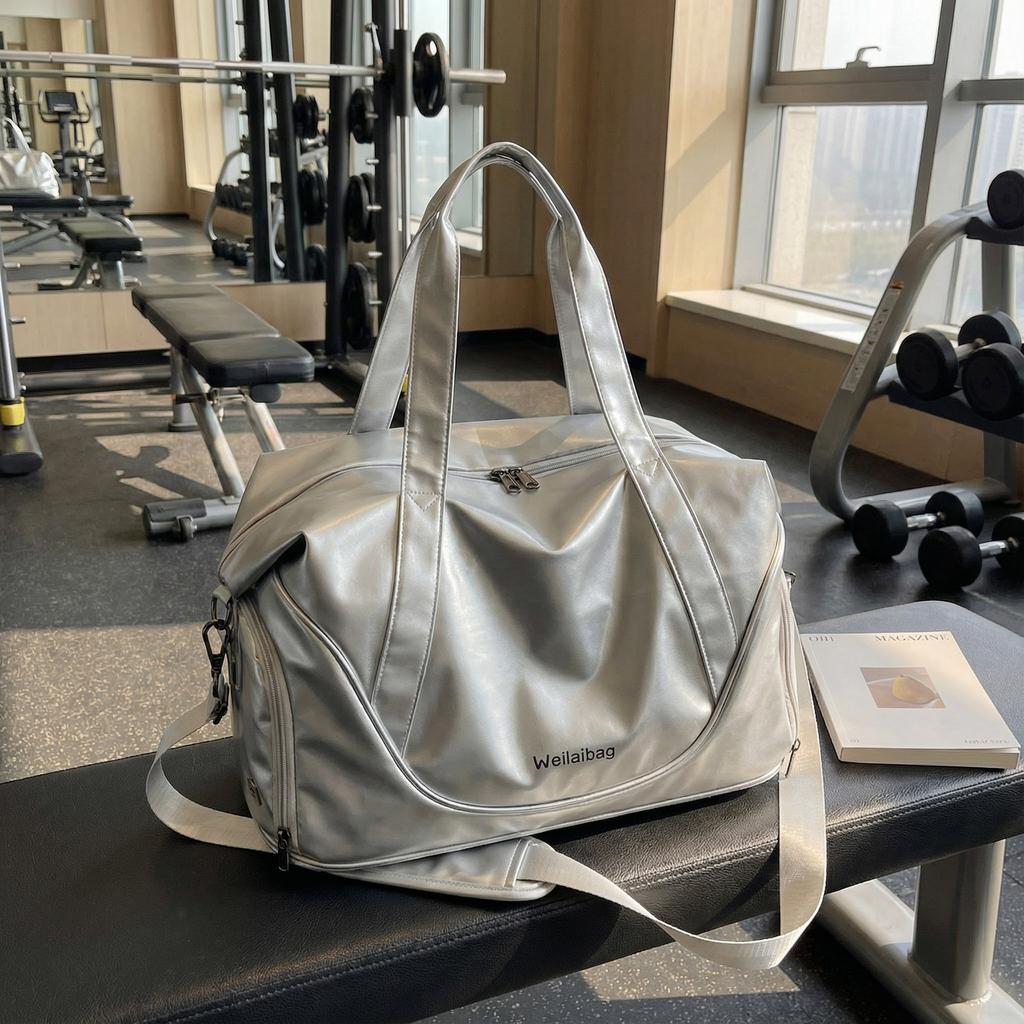 Borsa sportiva multifunzionale espandibile per fitness da viaggio, grande capacità, bagaglio per brevi viaggi d'affari, borsa portaoggetti con separazione per articoli asciutti e bagnati
