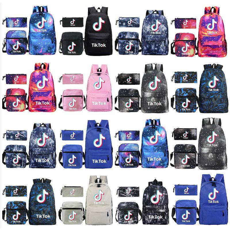 3pcsset Tok Tik Blue Galaxy Backpack Schoolbag Shoulderbag Pencilbag Kids Women