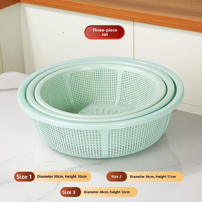 Large Size Plastic Drain Basket Kitchen Vegetable Washing Basket Hollow Out Fruit Basket Round Sieve Rice Cleaning Basket
