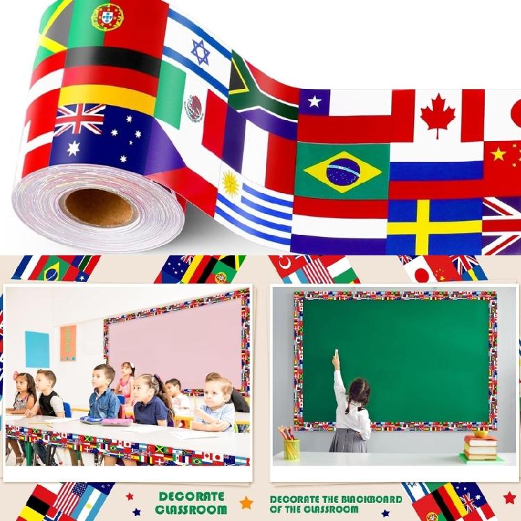 59ft National Flags Borders Trim Wall Sticker Chalkboard Borders Trim Wall Decoration For Classroom Home Decoration