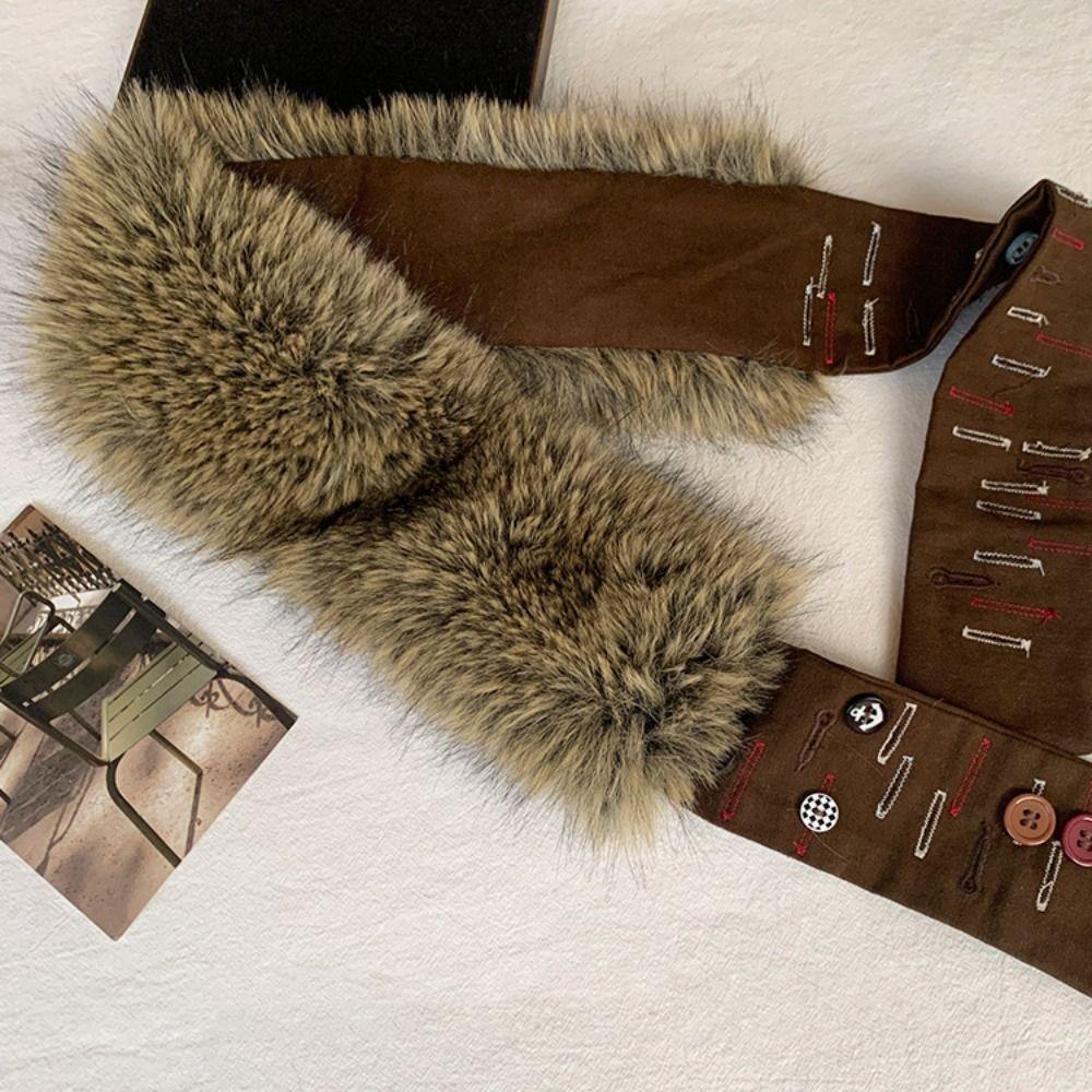 PU Leather Furry Waistband Y2k Y2K Waistband Simple Plush Belt  Autumn Winter