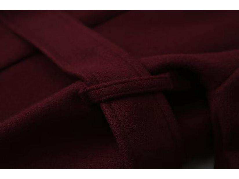 Winter 2024 Women's Fashionable European & American Style Wool Coat with Versatile Scarf Tie