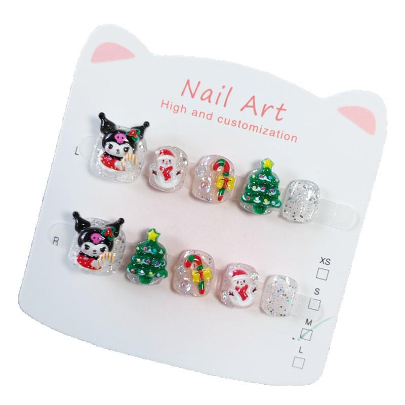 Pegatinas de Uñas Portátiles de Dibujos Animados de Navidad de Kuromi para Niños (De 3 a 12 años)
