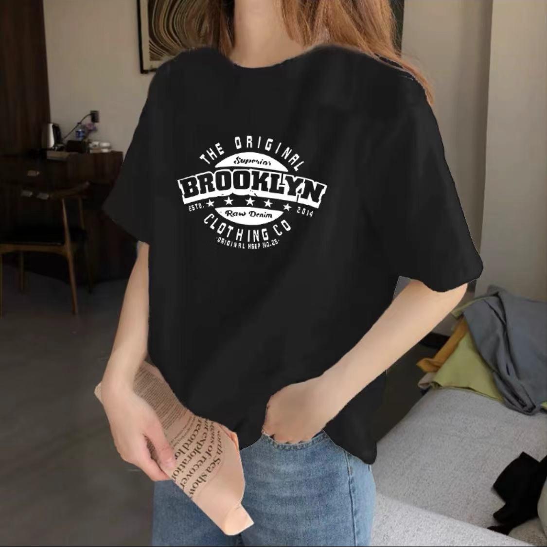 

Cotton Shoulder Short Sleeve White T-Shirt Women s Crew Neck Summer Bottom Shirt 2025 T-Shirt Women s Top S