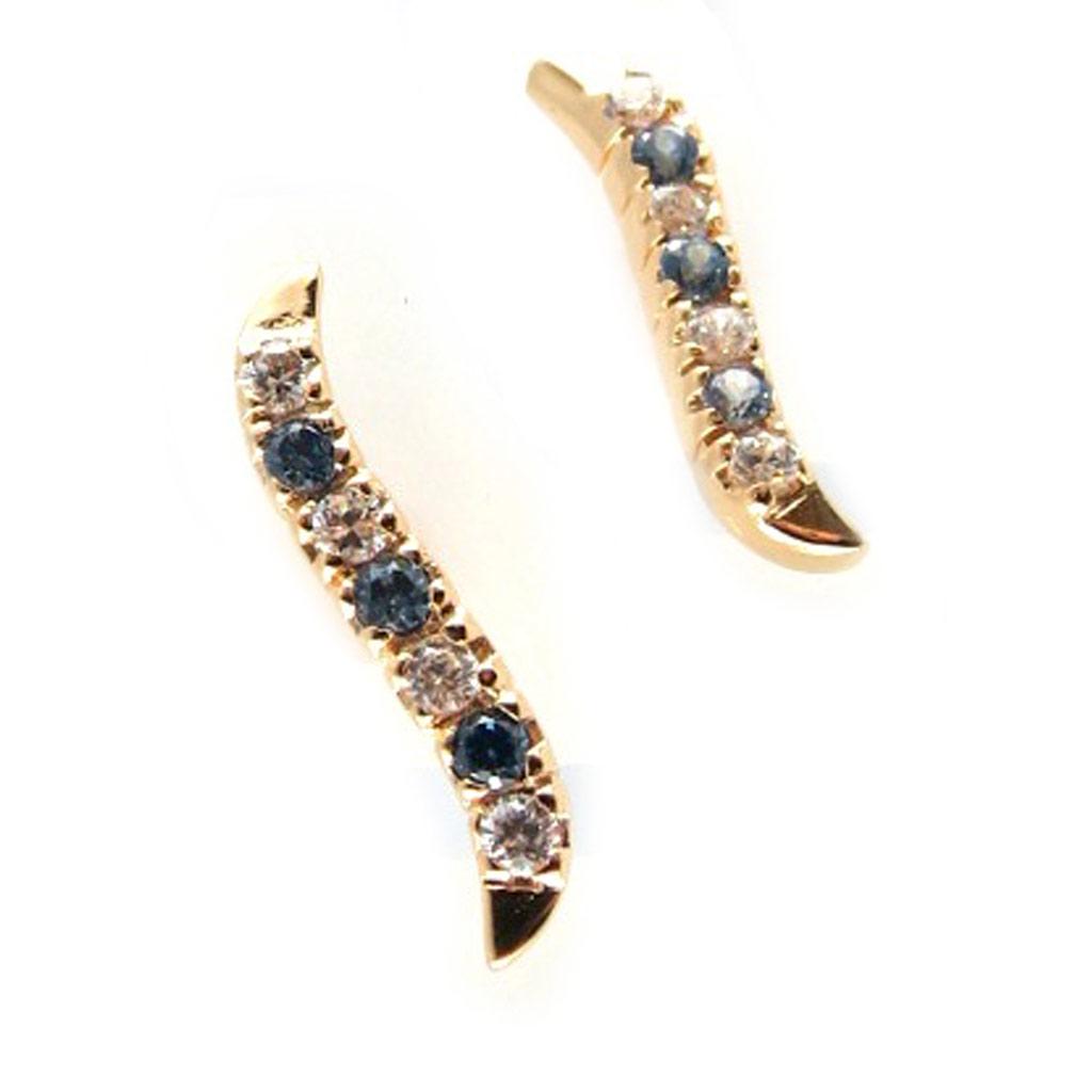 Les Trésors De Lily [K6596] - White Sapphire 'Cesaria' Gold Plated Earrings