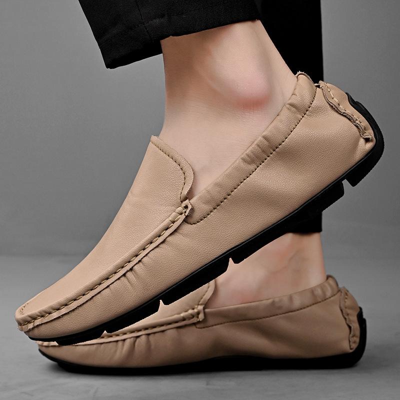 Summer New Hot-selling Amazon Large-size High-end Soft-soled Doudou Leather Shoes, Lazy Foot-covering Driving Men's Shoes