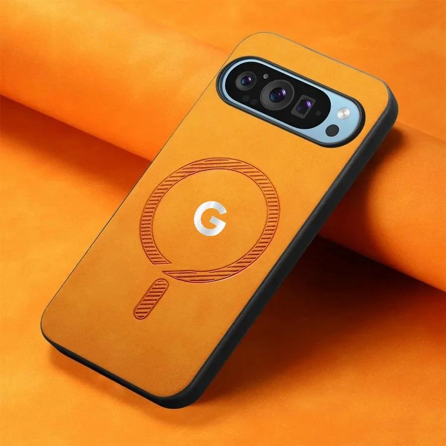 Luxury Simple Smooth-Touch PU Leather Slim Case For Google Pixel 10 9 Pro XL 8 7A Pro Wireless Charge Full-pack Shockproof Cover