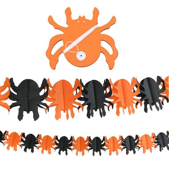 Indoor Party Supplies 5 Pcs 10FT Halloween Banner, Spooky Spider Bat Skull Ghost Seasonal Banner Pumpkin Hanging Bunting Garland for Party,