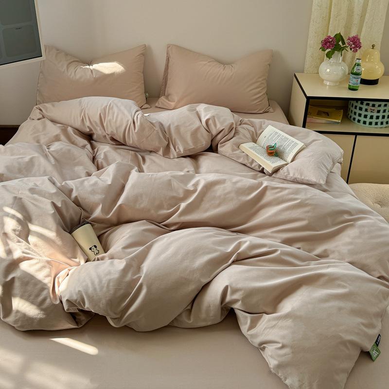 Class A Maternal And Infant Grade Ultra-Soft Double-Color Washed Cotton 4Pcs Set, Bed Sheet Quilt Cover, Student Dormitory 3Pcs Set, Bed Hat Factory