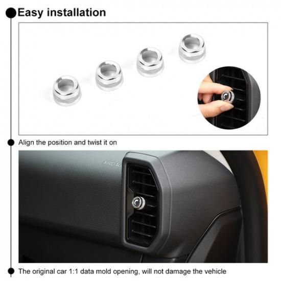 + For Bronco Sport Silver Air Conditioner Vent Outlet Button Ring Cover Trim