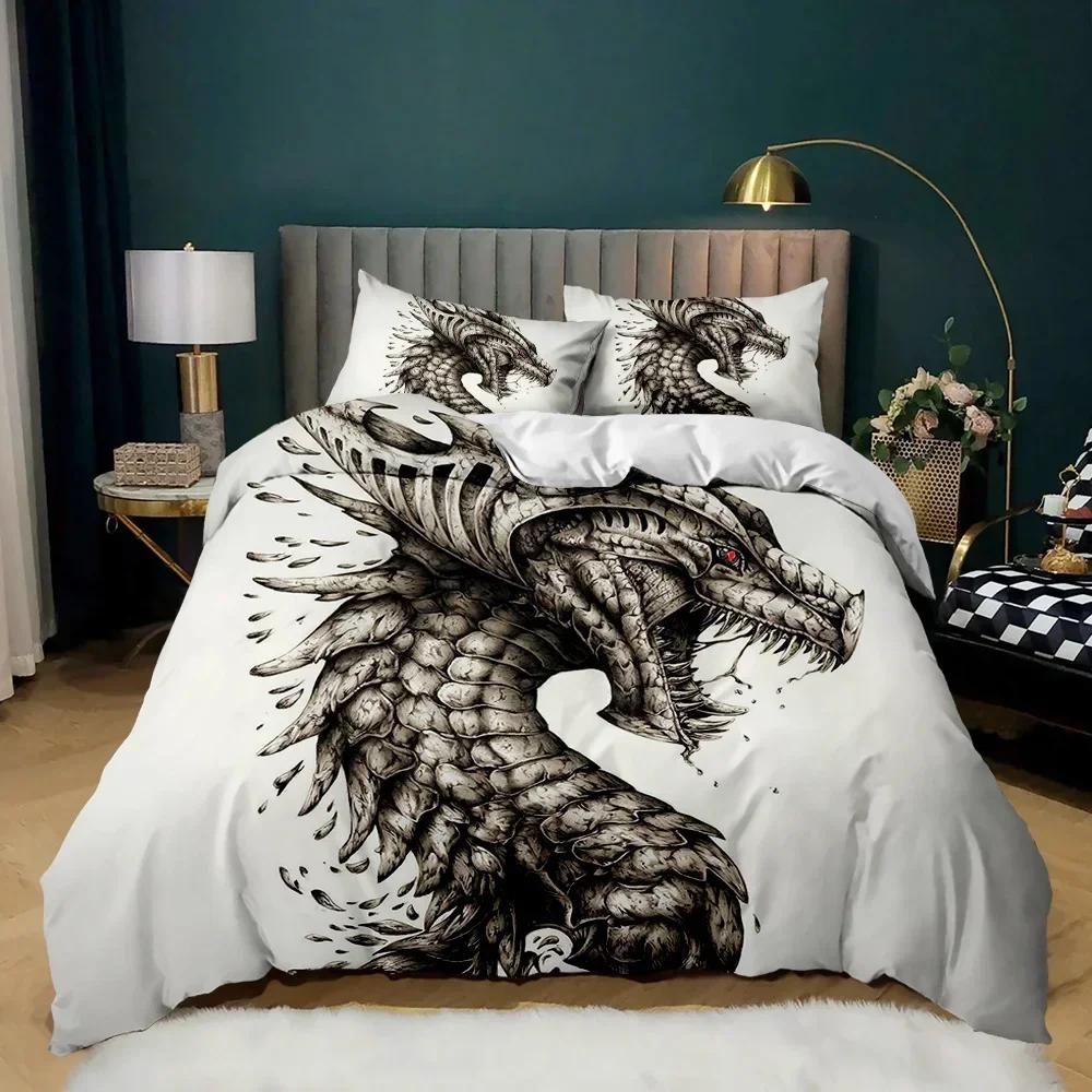 Bedding Queen 3D Mythical Dragon Comfortable Duvet Quilt Cover Pillowcase Bedding Set Children Bedroom Decoration Home Textile