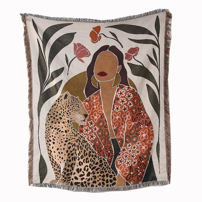 Versatile Ins-Style Line Illustration Blanket: Perfect for Camping, Casual Use, Naps, Throwing, Sofas, Picnics, and Bed Ends.