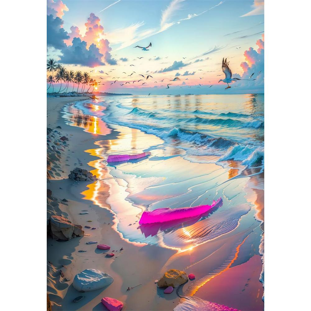 5D DIY Diamond Painting Sea Scenery Architecture Diamond Embroidery Painting Full Round Diamond Mosaic DIY Home Decor Gifts