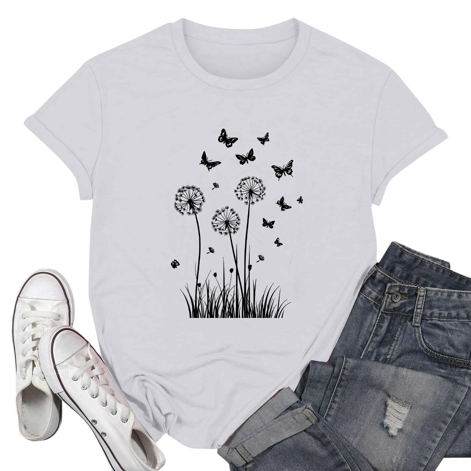 

Жіночі модні повсякденні пуловери з принтом і круглим вирізом з короткими рукавами XL білий