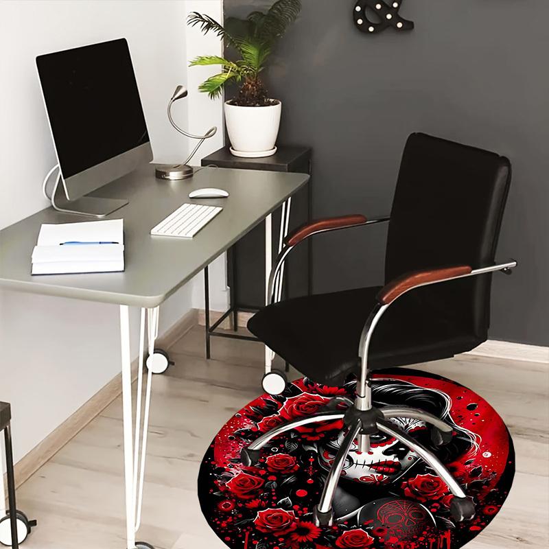 

1PC Day of the Dead, Sugar Skull Non-Slip Floor Round carpet, Office, family, bedroom, Large Area Rug Indoor Rugs, Durable PolyesterH0380 80cm by 80cm