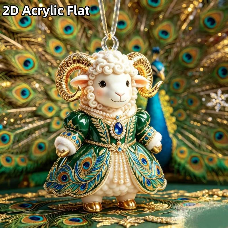Shining Goat Hanging Ornament 2D Flat Embossed Pattern Goat Bag Charm For Festive Occasions Gifts
