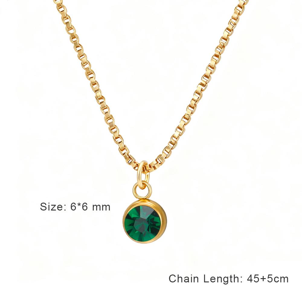 Clear Zircon 12 Month Birthstone Charm Necklace for Women Stainless Steel Thin Box Chain Necklace Jewelry Birthday Gift 2026