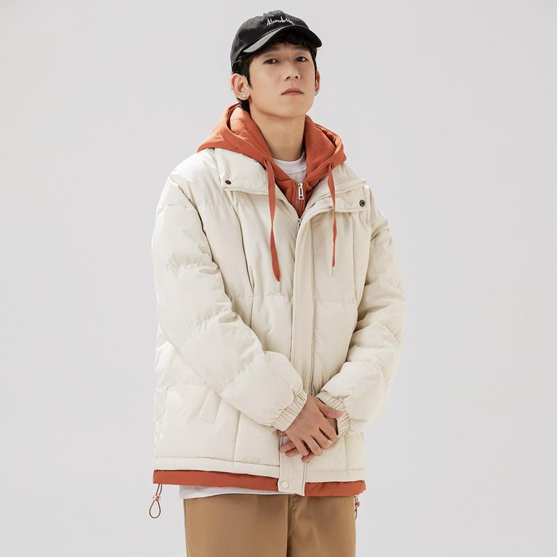 2025 winter new ins cotton-padded clothes for men, thickened bag clothes, fake two-piece cotton clothes, loose stand-up collar jacket for men