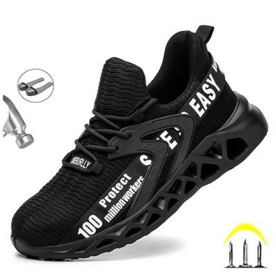 Black Safety Shoes Men Work Shoes Sneakers Anti Puncture Anti Smashing Men Boots Steel Toe Shoes Protective Indestructible Shoes