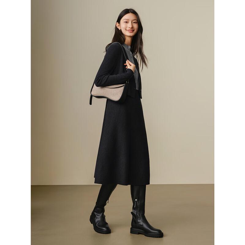 

Платье миди JZ ANNACOL из смесовой шерсти с полуворотником-стойкой, имитирующее двойку XL