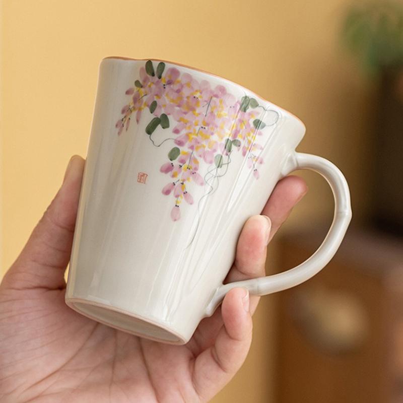 220ml Ceramic Mug Coffee Cup Ash Glazed Porcelain Drinking Cup Coffee Mug New Chinese Style Tea Cup Creative Mug Gift Drinkware