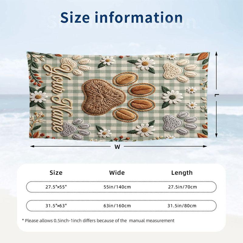 Dog Theme Beach Towel Personalized Custom Name & Text Soft Quick Dry Beach Towel for Swimming Travel