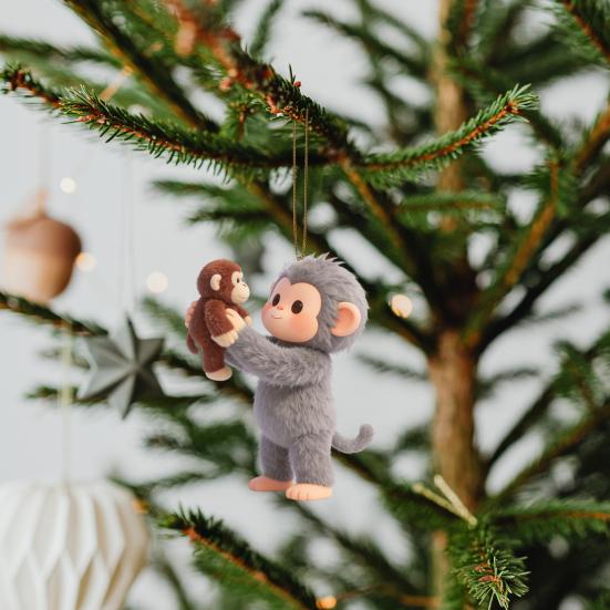 2D Monkey Car Hanging Ornament Acrylic Car Rearview Mirror Accessories Cute Monkey Holding