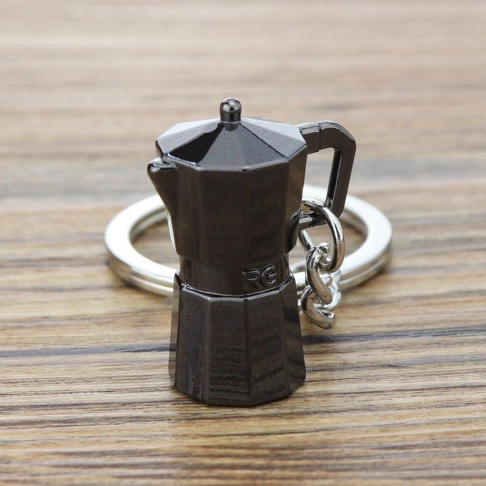 Kreativer 3D Kaffee Schlüsselanhänger Metall Mini Größe Moka Kanne Schlüsselanhänger Barista Schlüsselanhänger Kaffee Liebhaber