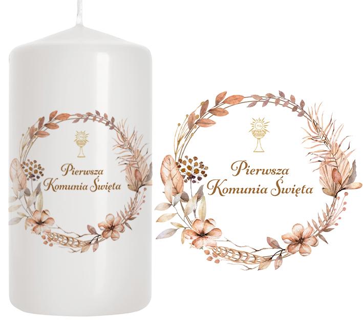 Boho Communion Candle for the Table 10cm