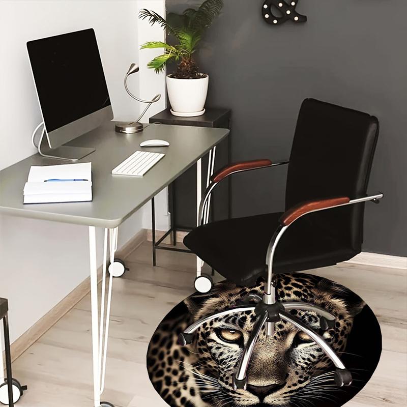 

1PC Leopard Print Non-Slip Floor Round carpet, Office, family, bedroom, Large Area Rug Indoor Rugs, Durable Polyester-L0351 80cm by 80cm